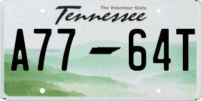 TN license plate A7764T