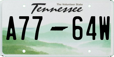 TN license plate A7764W