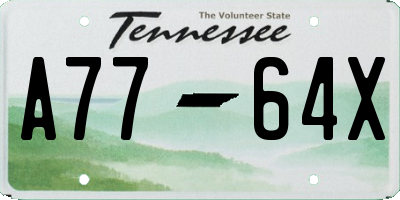 TN license plate A7764X