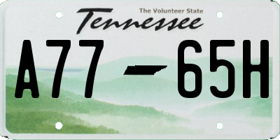 TN license plate A7765H