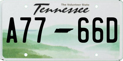 TN license plate A7766D