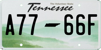 TN license plate A7766F