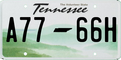TN license plate A7766H