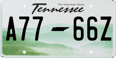TN license plate A7766Z
