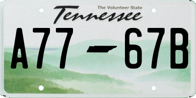 TN license plate A7767B