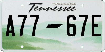TN license plate A7767E