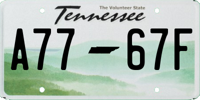 TN license plate A7767F