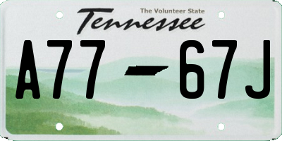 TN license plate A7767J