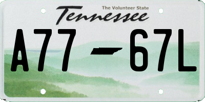 TN license plate A7767L