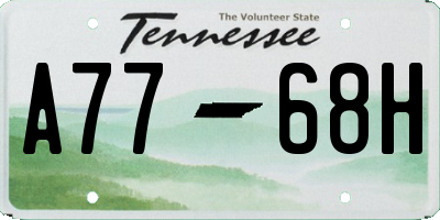 TN license plate A7768H