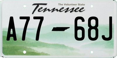 TN license plate A7768J