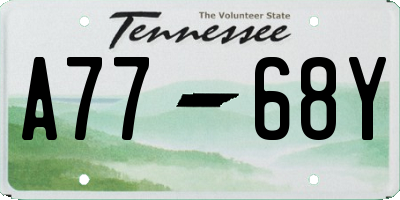 TN license plate A7768Y