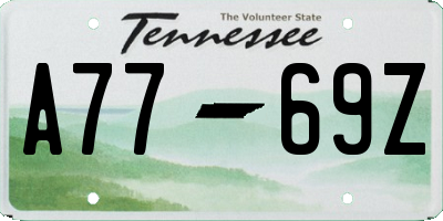 TN license plate A7769Z