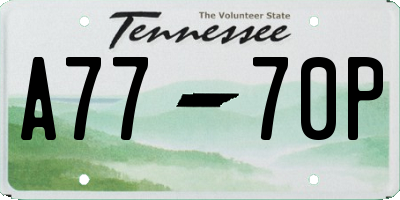 TN license plate A7770P