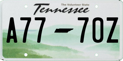 TN license plate A7770Z
