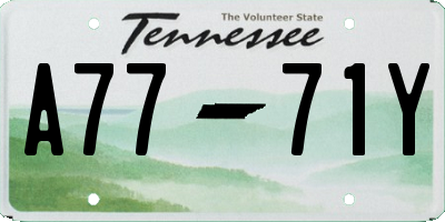 TN license plate A7771Y