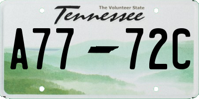TN license plate A7772C