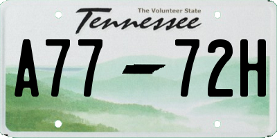 TN license plate A7772H