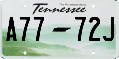 TN license plate A7772J