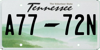 TN license plate A7772N
