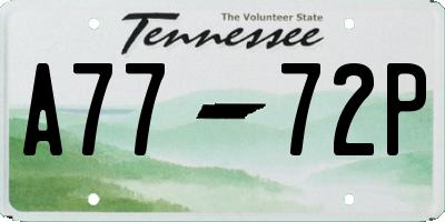 TN license plate A7772P