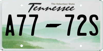 TN license plate A7772S