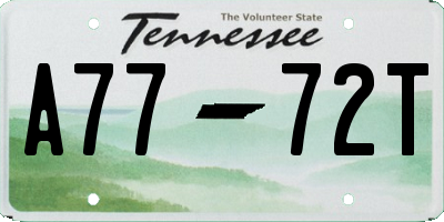 TN license plate A7772T