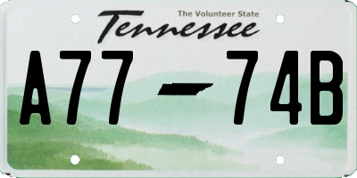 TN license plate A7774B