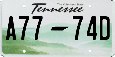 TN license plate A7774D