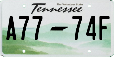 TN license plate A7774F