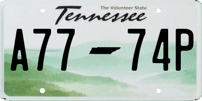 TN license plate A7774P