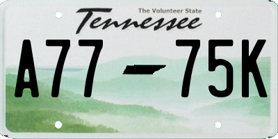 TN license plate A7775K