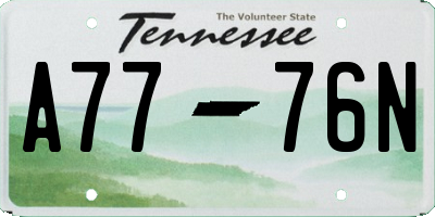 TN license plate A7776N