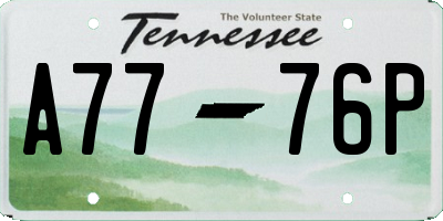 TN license plate A7776P
