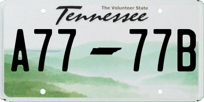 TN license plate A7777B