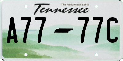 TN license plate A7777C