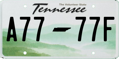 TN license plate A7777F