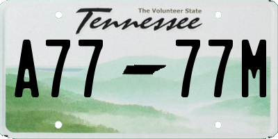 TN license plate A7777M