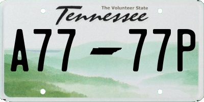 TN license plate A7777P