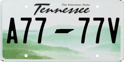 TN license plate A7777V