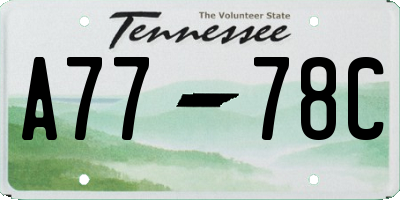 TN license plate A7778C