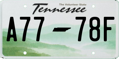 TN license plate A7778F