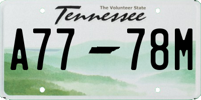 TN license plate A7778M