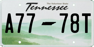 TN license plate A7778T
