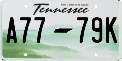 TN license plate A7779K