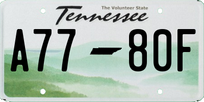 TN license plate A7780F