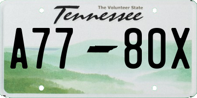 TN license plate A7780X