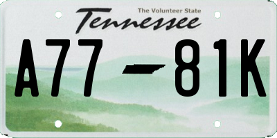 TN license plate A7781K