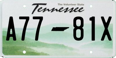 TN license plate A7781X