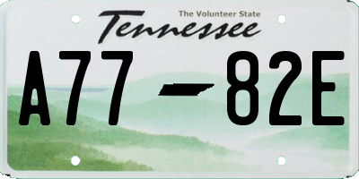 TN license plate A7782E